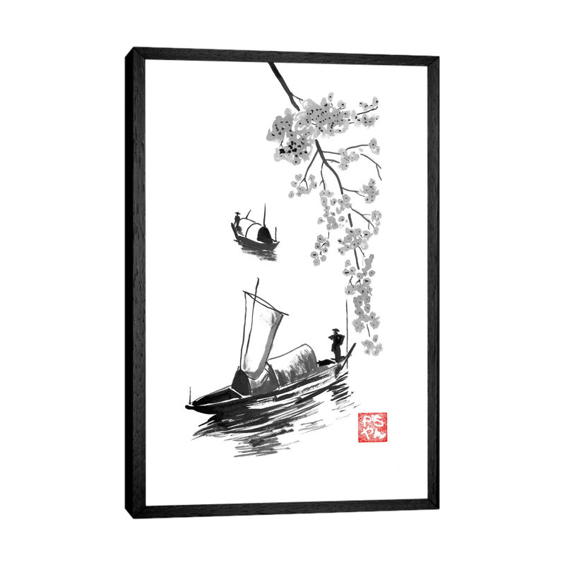 Fishermen by Péchane - Print on Canvas, Black Framed, 152.5 cm H x 101.5 cm W