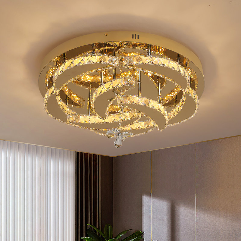 Lustre à DEL à 8 lumières avec accents de cristal à 8 lumières Jooyoung, Doré, Non, No