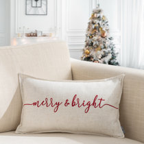 Merry Christmas Natural Embroidered Pillow by Taylor Linens