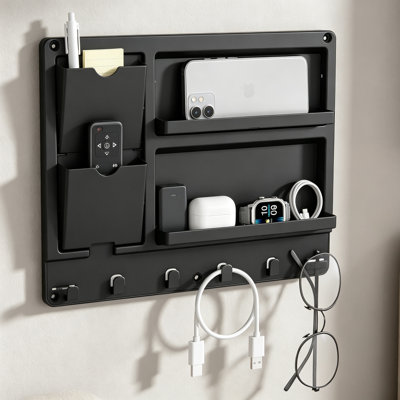 Black Plastic Dorm Bedside Shelf