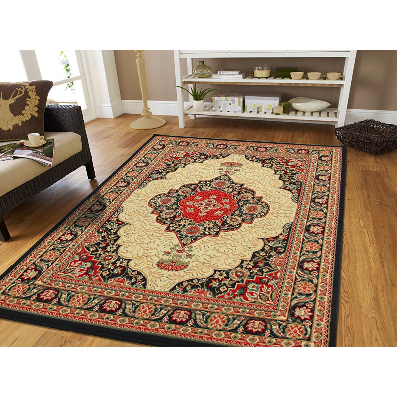 Tapis intérieur/extérieur noir/beige Kulas, Rectangle 8 pi x 10 pi