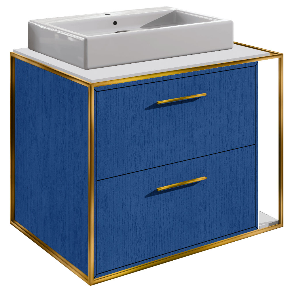 Linea 24'' Single Bathroom Vanity, Brass, Single-Hole, Horizon Blue