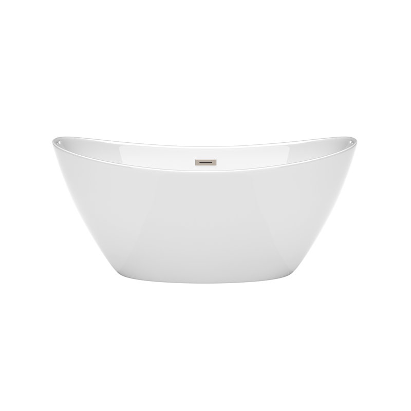 Dorrit 60" x 32" Freestanding Soaking Acrylic Bathtub, Brushed Nickel