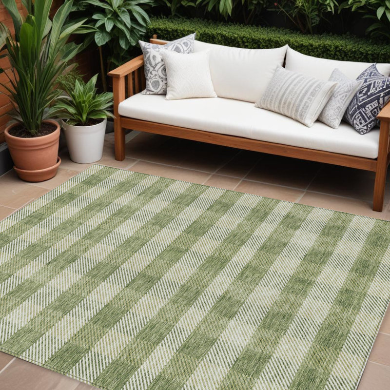 Tapis extérieur lavable à carreaux vert et vert 8 pi x 10 pi