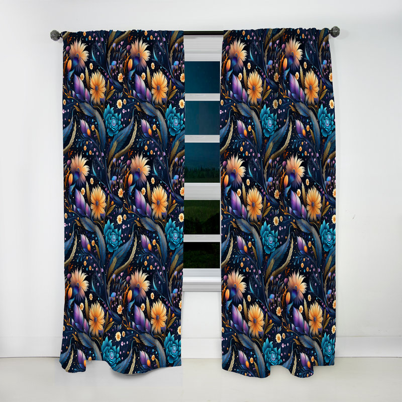 Mystical Boho Boho Motif III - Rideau floral - Rideau floral obscurcissant - 1 panneau, L 52 po x L 108 po
