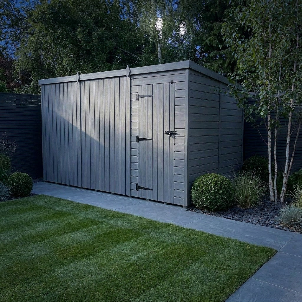 Total Sheds 12ft x 10ft Composite Pent Garden Shed - Single Door - No Windows - EPDM Rubber Roof - UK Manufactured