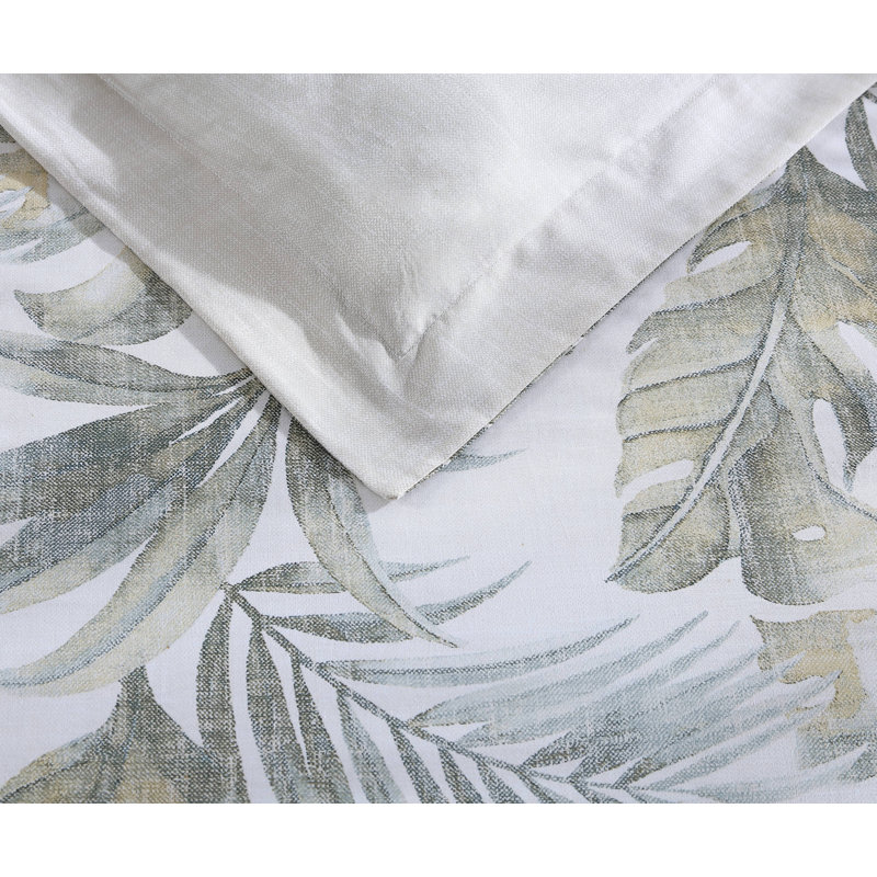 Tommy Bahama Waimea Bay Green Cotton Reversible Comforter Set, King Comforter + 2 King Shams