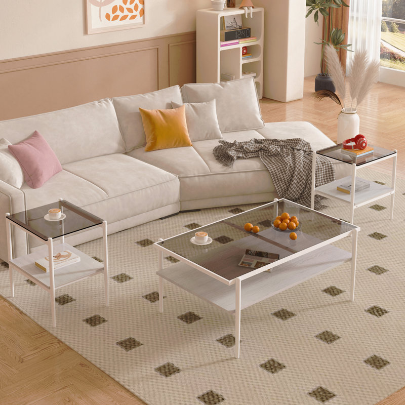 Ensemble de tables basses Modern, Noir, Blanc