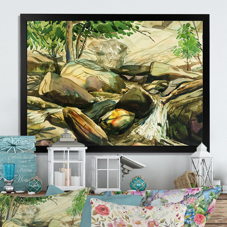 River and Rocks Watercolor Painting, Giclee Print of Original Watercolor  Painting, River Rocks 