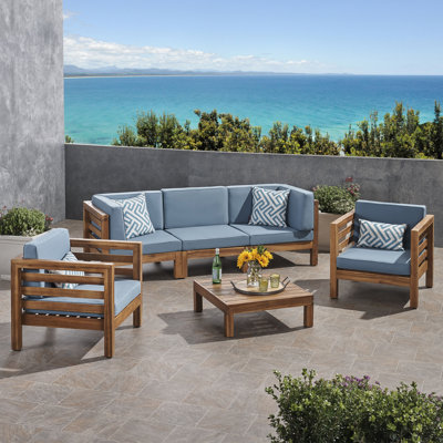 Maher Acacia 5 - Person Modular Patio Conversation Sets with Cushions