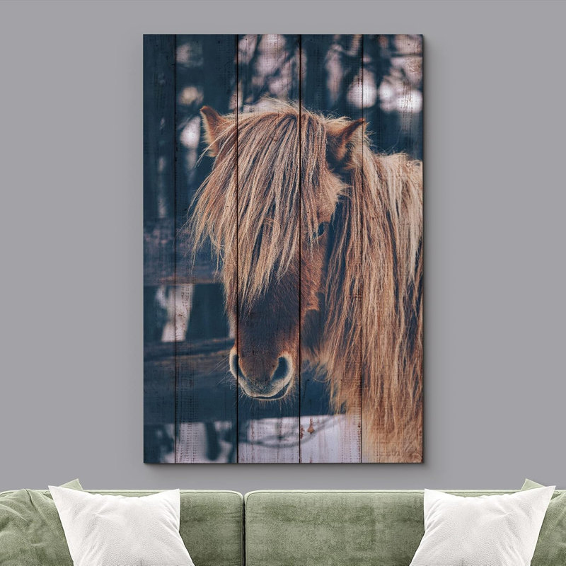 Chevaux qui courent, rétro, effet de bois, panneau, pays des Shetland, poneys, art numérique, ferme rustique, faune