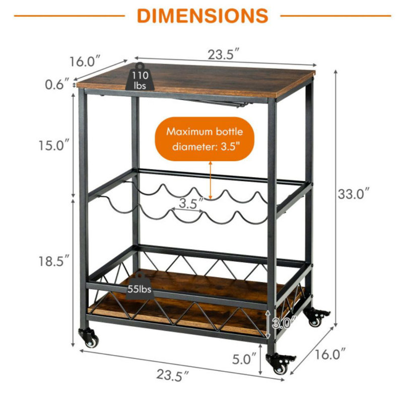Wood Bar Cart
