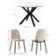 4 - Person Dining Table Sets With Glass Round Table & 4 Upholstered Chenille Chairs-499757345