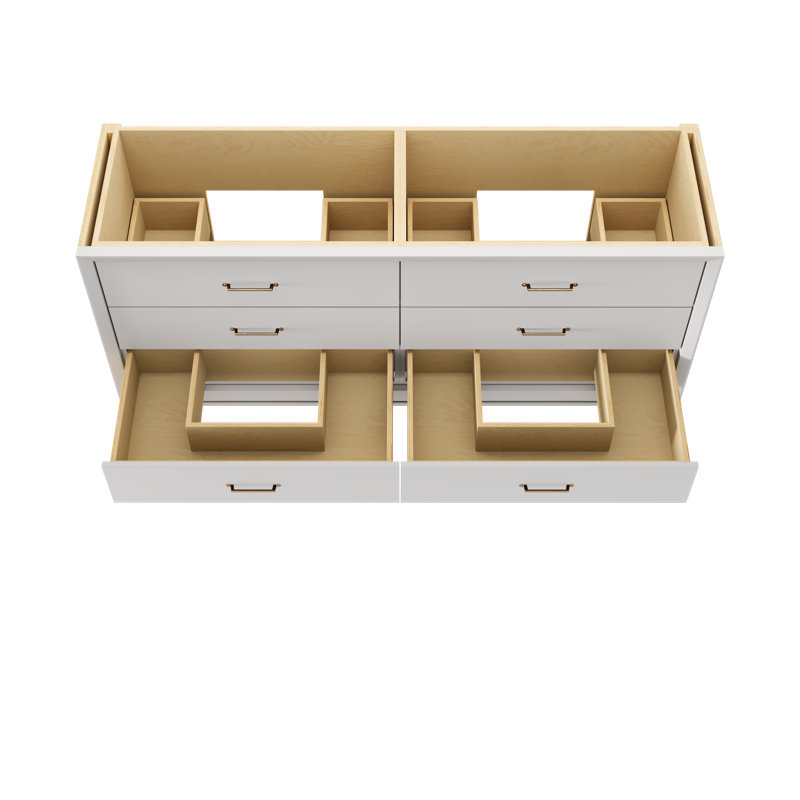 Alexandra Double Drawer Bath Vanity, Strong White, 72", Satin Gold