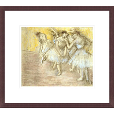Cinq danseurs sur scène par Edgar Degas, impression giclée encadrée