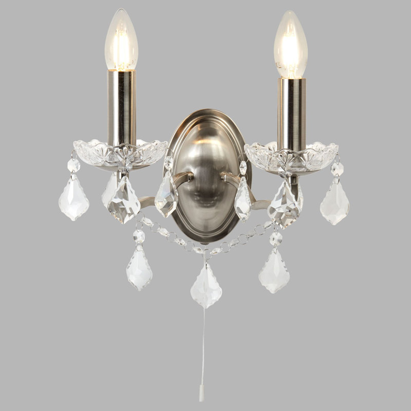 Battey Candle Wall Light, Satin Silver