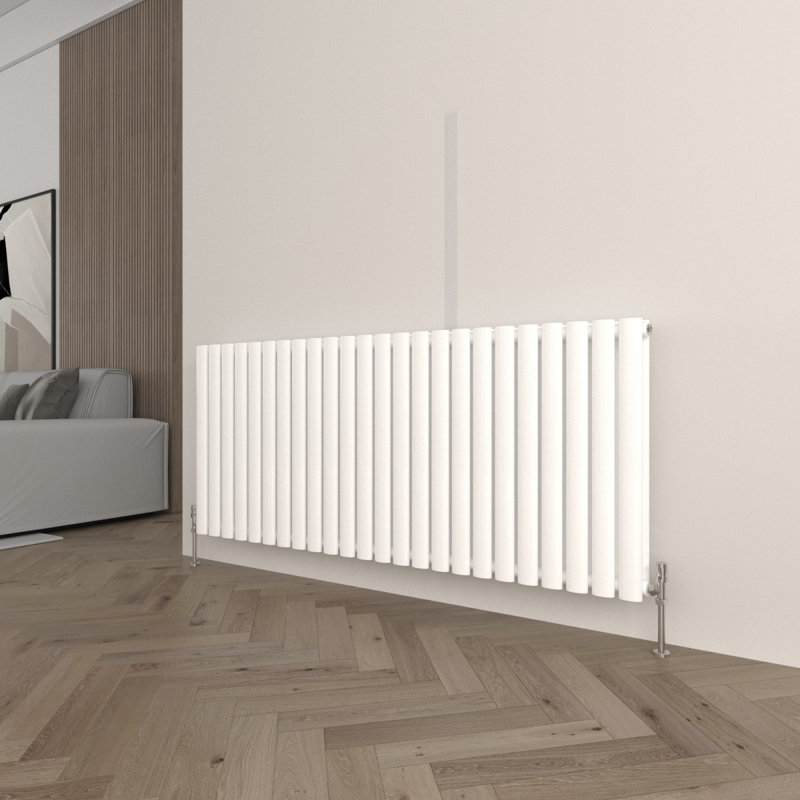 Horizontal Oval Panel Radiators, Grey, 60cm H x 141.6cm W x 7.8cm D