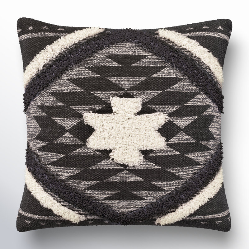 Judd Moroccan Cotton Reversible Throw Pillow, 18" x 18", Dark Brown/Black, Polyester/Polyfill