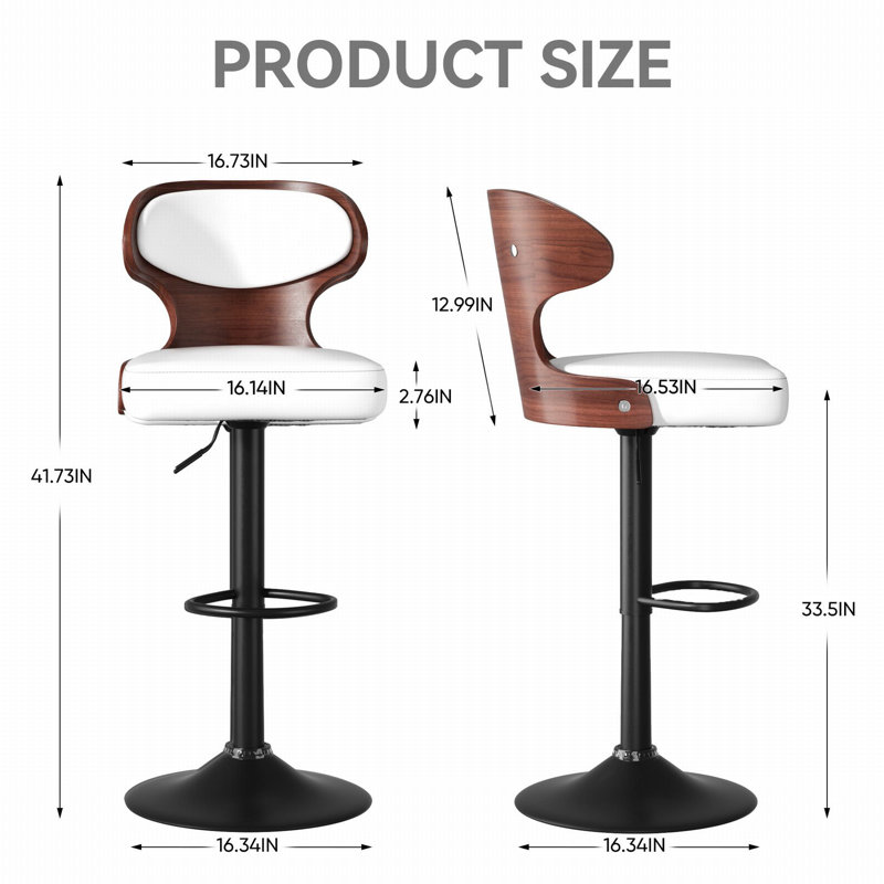 Tabourets de bar pivotants à hauteur ajustable Sonja avec dossier et repose-pieds, Blanc