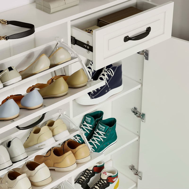 Range-chaussures avec 4 portes et 1 tiroir, grand espace de rangement