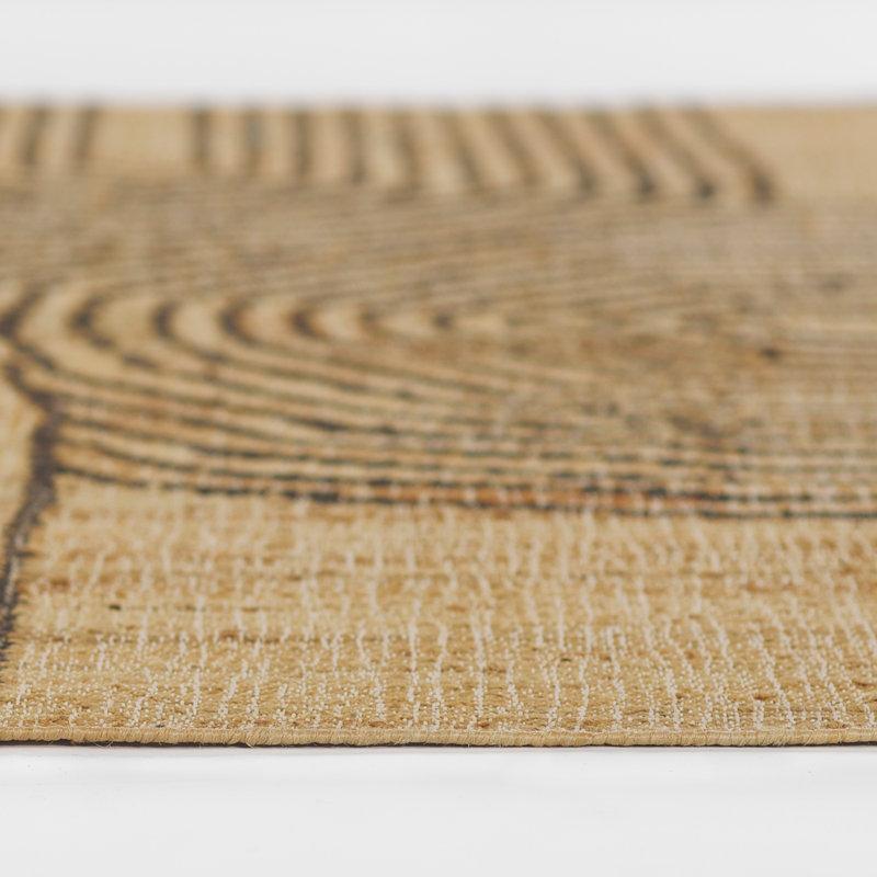 Abstract Hand Woven Jute/Wool Area Rug in Brown/Black, Rectangle 5' x 8'
