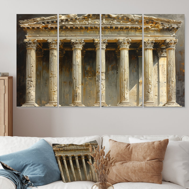 Beige romain, architecture, bijou, monument, photo, ensemble d'art mural, H 32 po x l 64 po