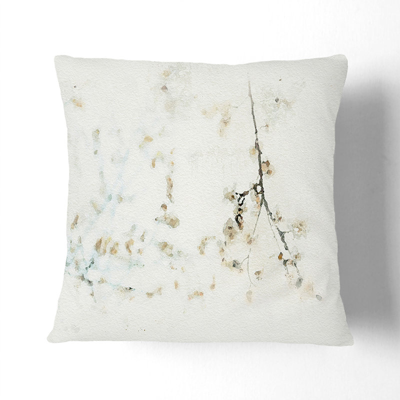Branches Of A Blossom Tree In Abstract Square Throw Cushion, 55cm H x 55cm W x 20cm D, Black