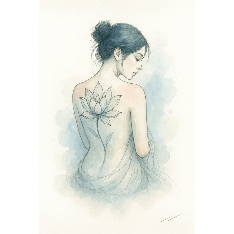 Lotus Reverie - aquarelle