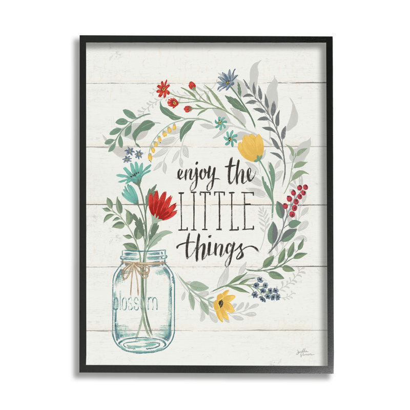 «Enjoy Little Things Motivational Expression Country Jar Wreath» par Janelle Penner - Art textuel