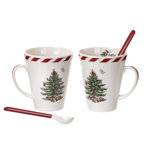 Spode Christmas Tree Peppermnt Mug W Spoon 14Oz
