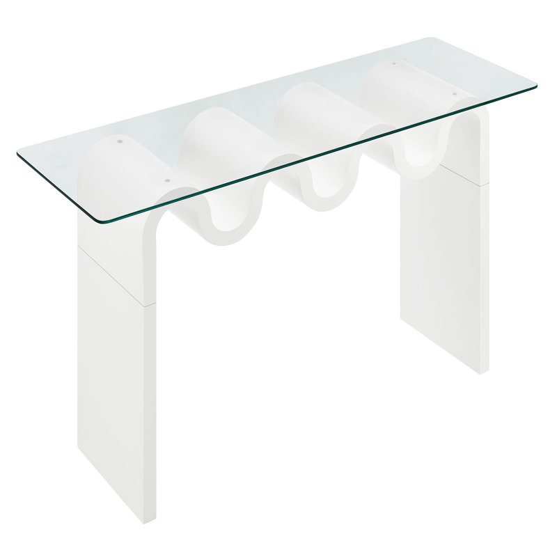 Ondine Glass Top 50" Console Table In Spiced Apple, White