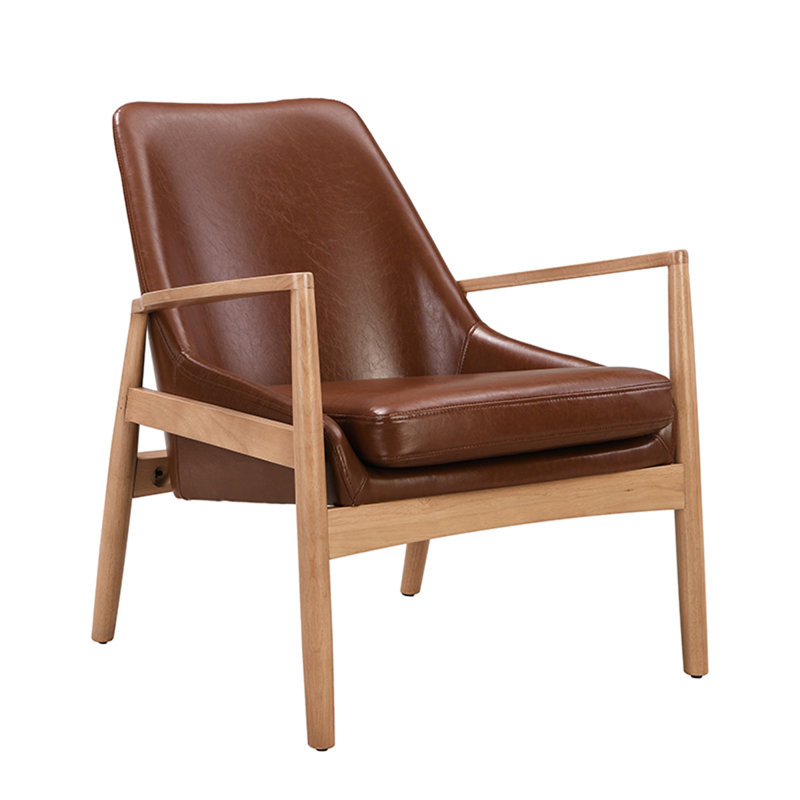 Chaise de conférence Mid-Century moderne en cuir PU avec structure en bois massif et conception ergonomique