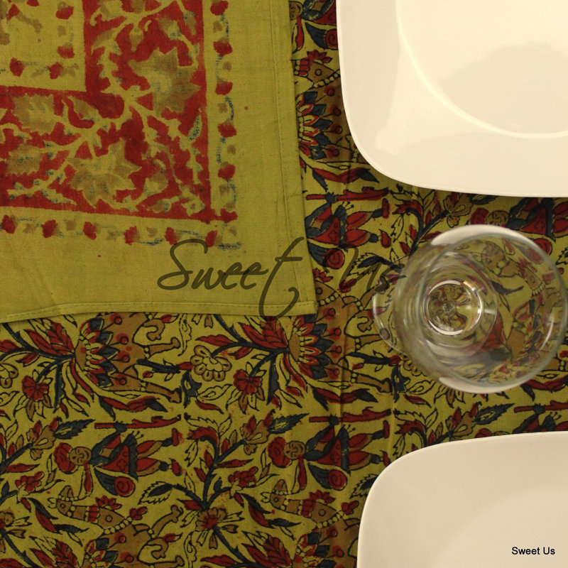 Misue Rectangle Floral Cotton Tablecloth, 106" x 70"