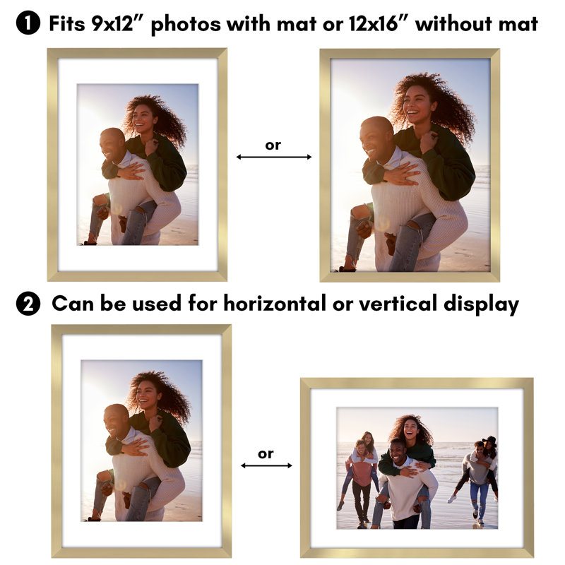 Gold 11x14 Picture Frame Set with Plexiglass Cover