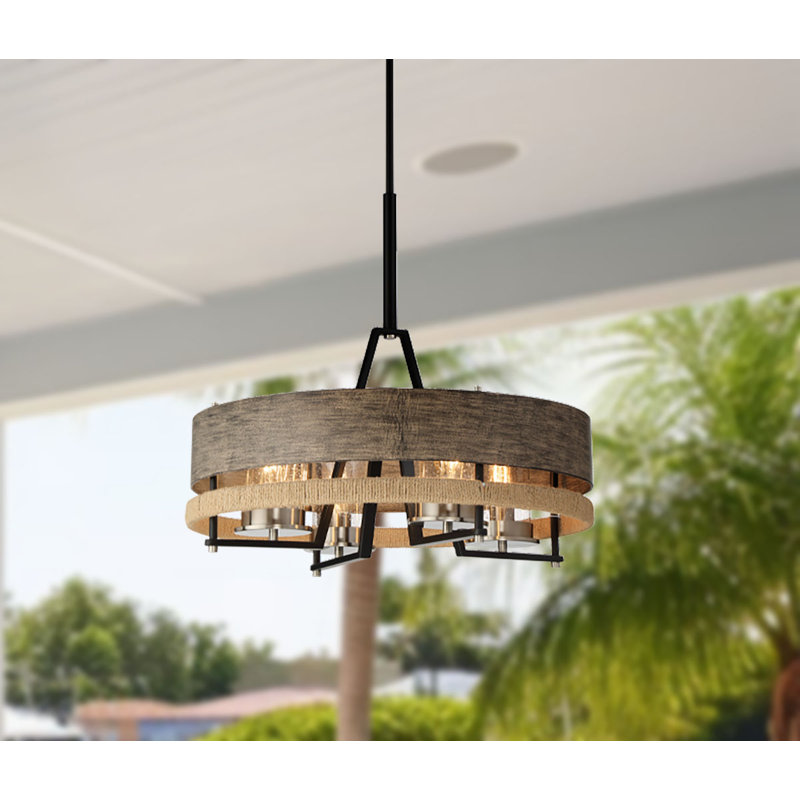 4 - Light Dimmable Wagon Wheel Chandelier