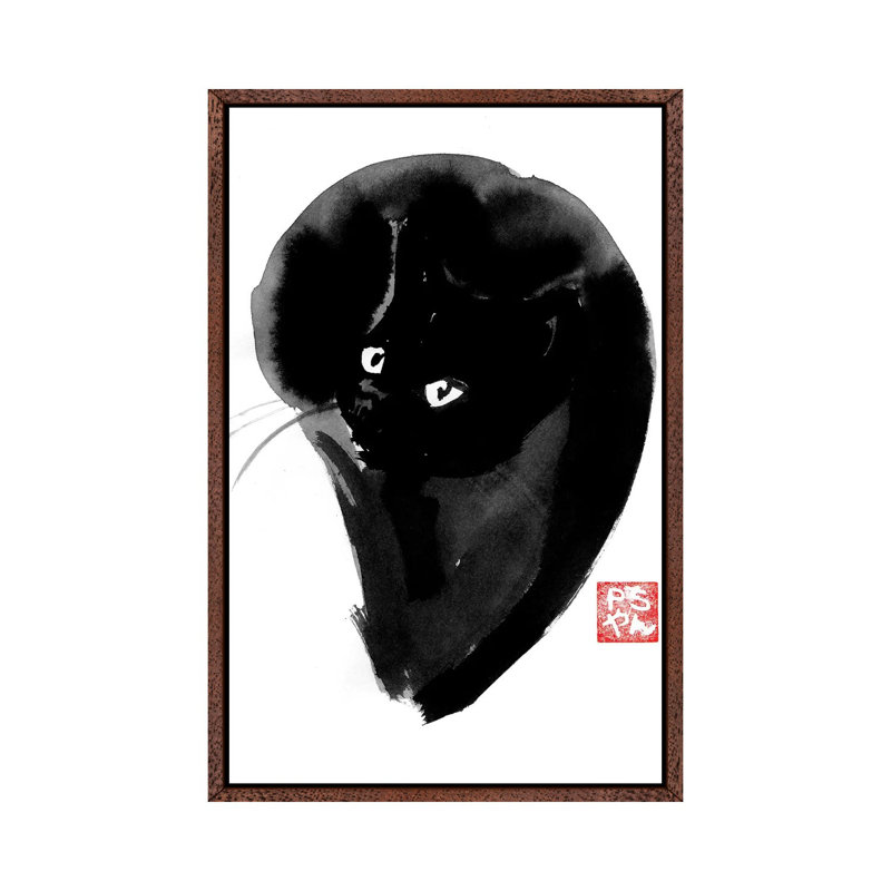 Cat Ball by Péchane - Print on Canvas, 101.6 cm H x 66.04 cm W, Classic Brown Wood Framed