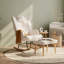 Upholstered Bouclé Rocking Chair with Footstool, Teddy Fleece Accent Chair with Headrest & Side Pocket, Beige