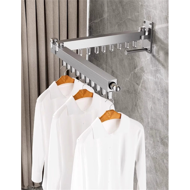 Foldable Stainless Steel Drying Rack For Balcony, Wall-Mounted Drying Rack, Extendable Drying Rod - The Ultimate Laundry Companion