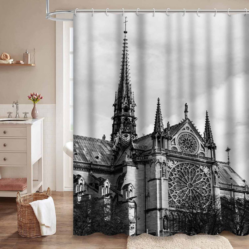 Rideau de douche Paris Rose avec 12 crochets, L 72 po x l 78 po