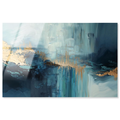 Imprimé acrylique sur toile bleu marine, veines éclatantes V, par Art Remedy, prêt à accrocher, 24 x 16