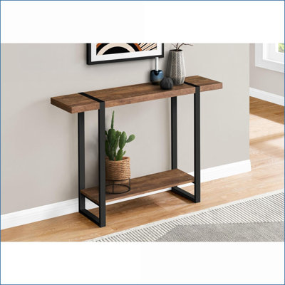 Table basse Industrial-Farmhouse rectangulaire avec finition aspect bois brun