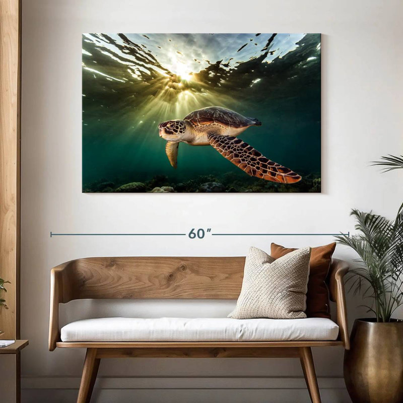 Tortue de mer verte Brampt Rare, H 32 po x l 48 po