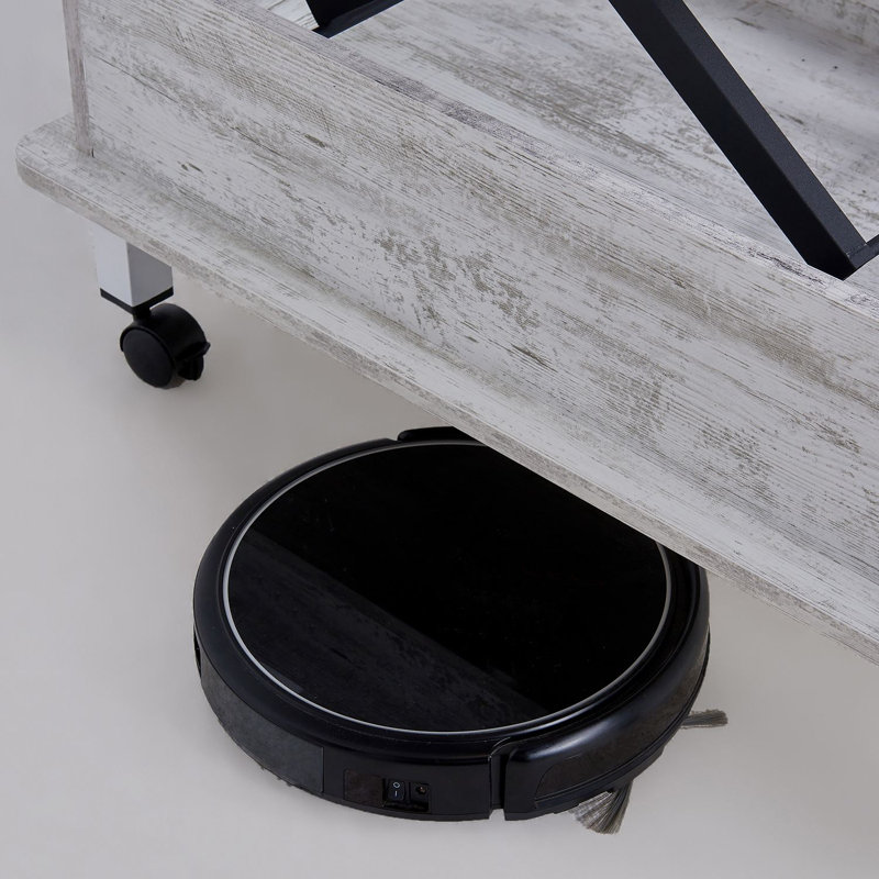 Table basse à roulettes avec rangement Lift-Top, Blanc antique