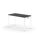 eFloat Quattro, 23 in. D x 58 in. W Sit-Stand Desk with Carbon Black Base, Carbon Black Painted Wood Top, and Black Salzburg Leather Cable Manager