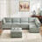 Sectional Sofas Modular U-Shaped 6-Seat with Reversible Chaise for Living Room | Mint Green | Corduroy-2020075890
