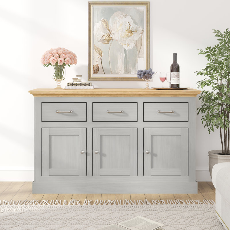 Ivison 47.4'' Wide Modern Sideboard Buffet with 3 Drawers, Adjustable Shelves