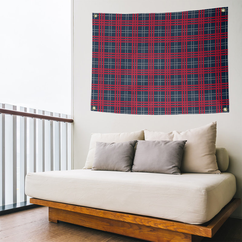 Tapisserie polyester Tennessee Luxury, H 59 po x l 80 po, Bleu marine / argent / rouge