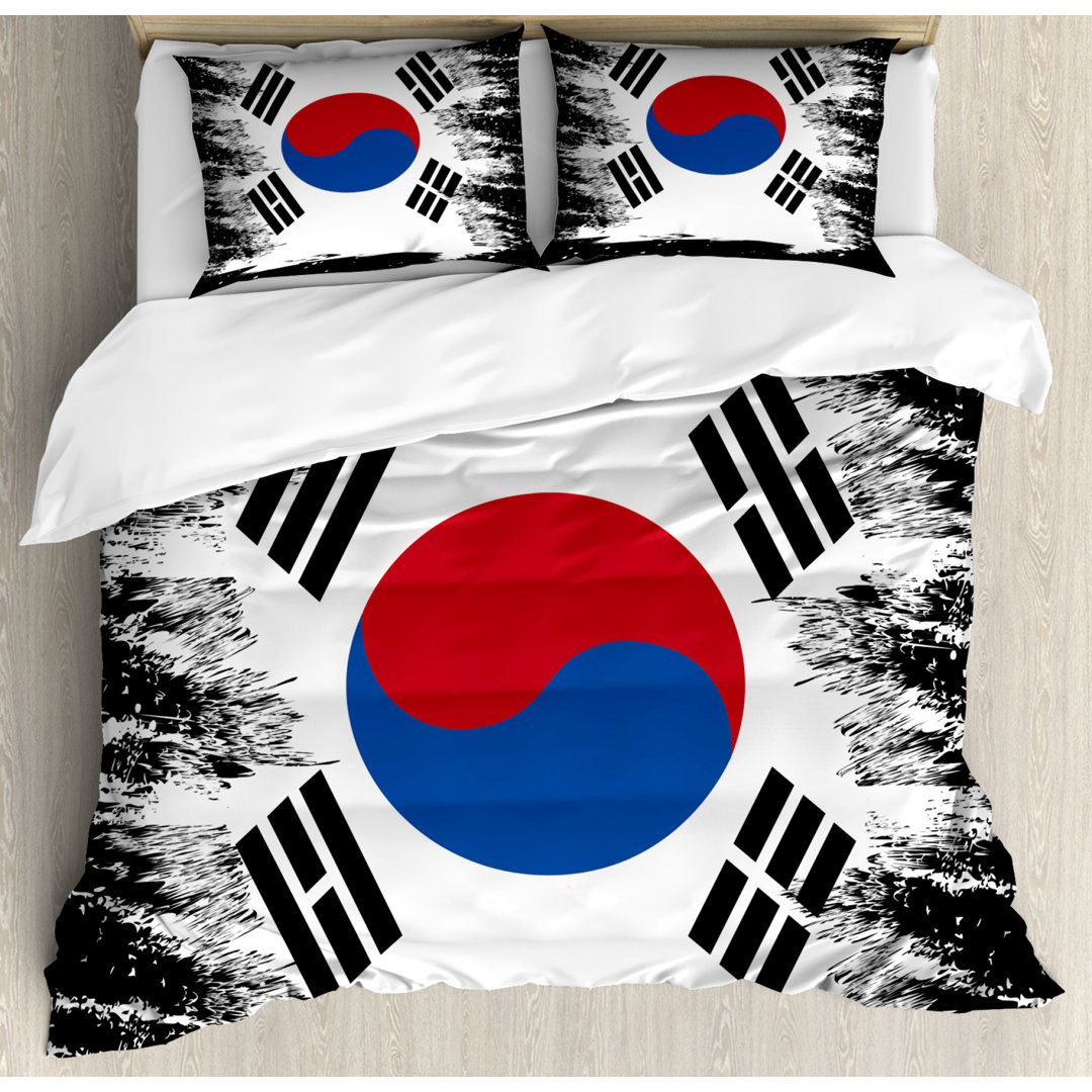 Bettbezug Set, Land, Korean Flag, Khaki Caramel