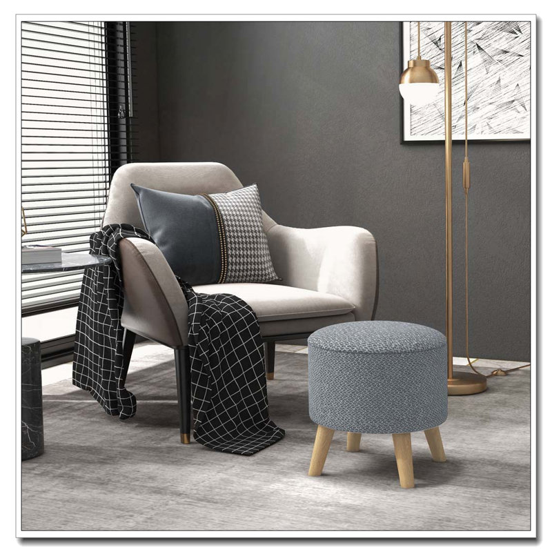 Tabouret rond avec rangement et tabouret, Gris