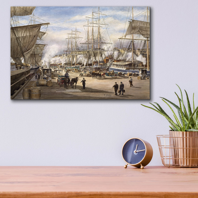 «The Green St. Wharf» par Stanton Manolakas, H 12 po x l 16 po x P 0,13 po